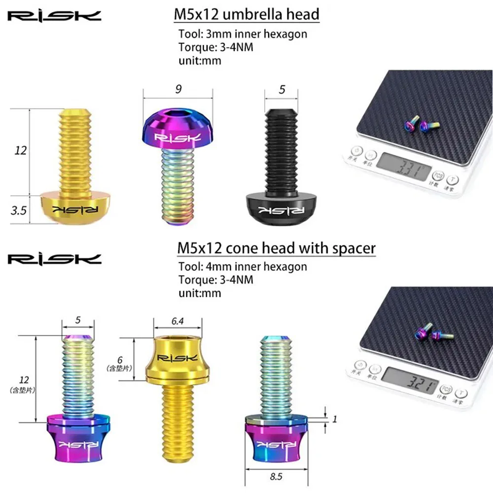 2pcs M5x12mm Titanium Alloy Bike Bottle Holder Screw Bicycle Water Bottle Cage Bolts Mountain Road Bike Accessories bicycle water bottle cage bicycle bottle holder water bottle holder bicycle bottle cage screws