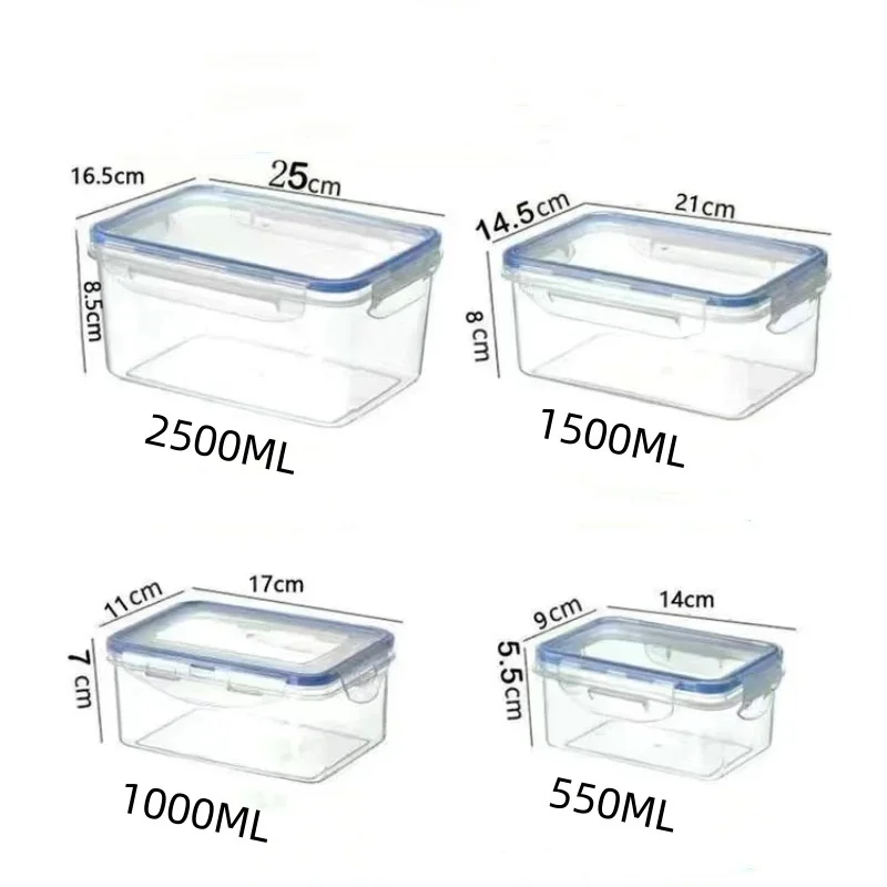Rectangular Plastic Food Storage Container with Lid for Fridge Microwave Safe