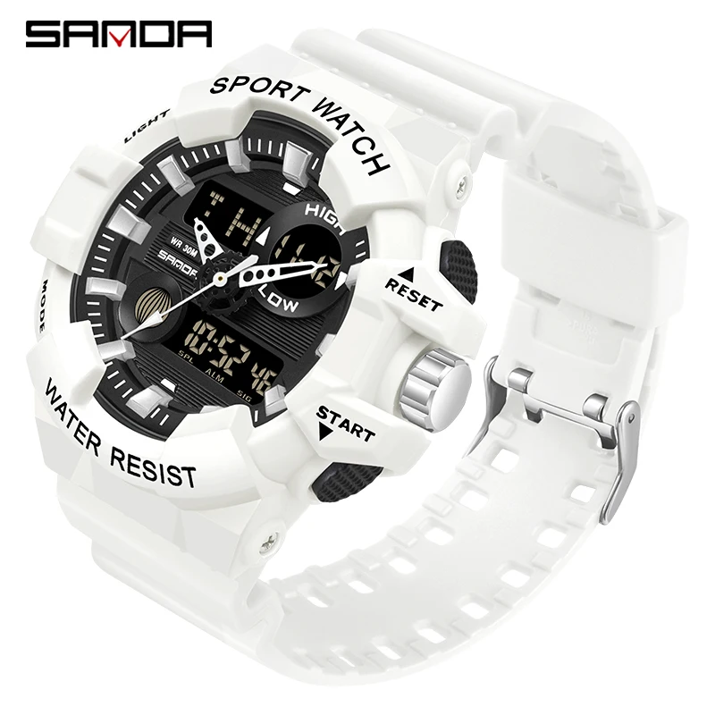 Sanda White Sports Orologi Da Uomo Orologi Da Polso Al Quarzo Militari Di Lusso Delle Migliori Marche Orologi Da Polso Impermeabili Relogio Masculino