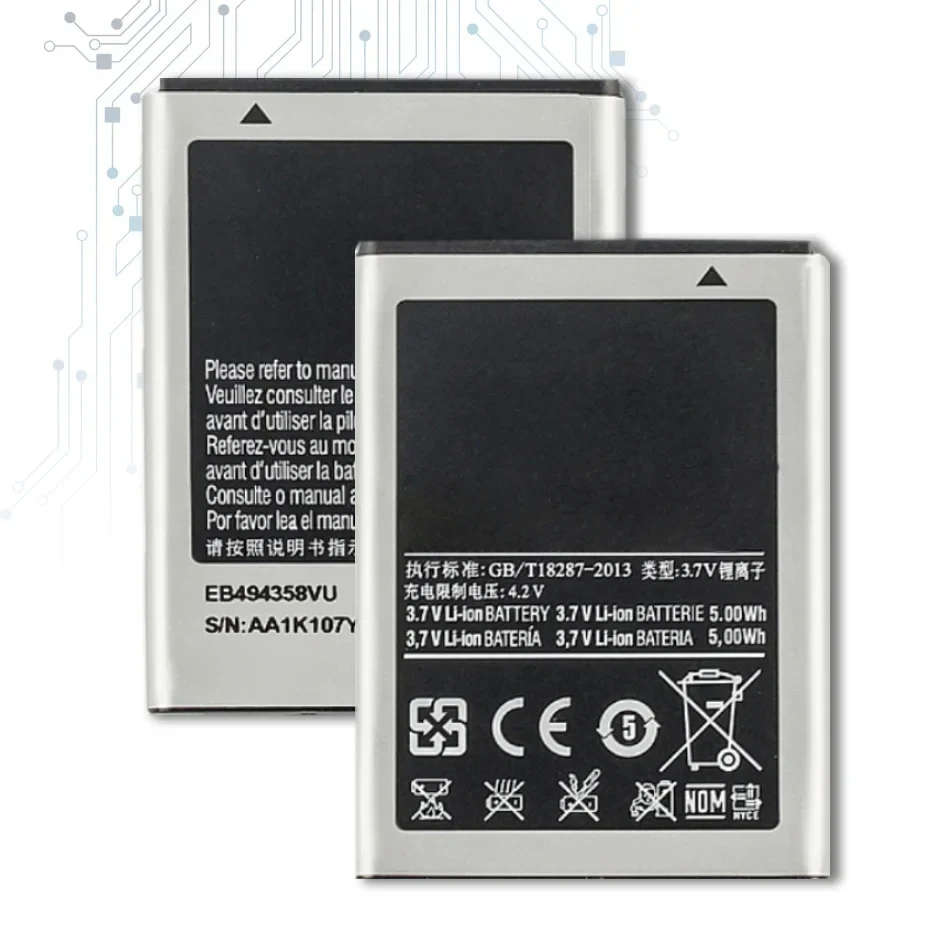 Batteria Eb494358Vu Per Samsung Galaxy Ace S5830 S5660 S7250D S5670 I569 I579 Gt-S6102 S6818 Gt-S5839I 1350Mah