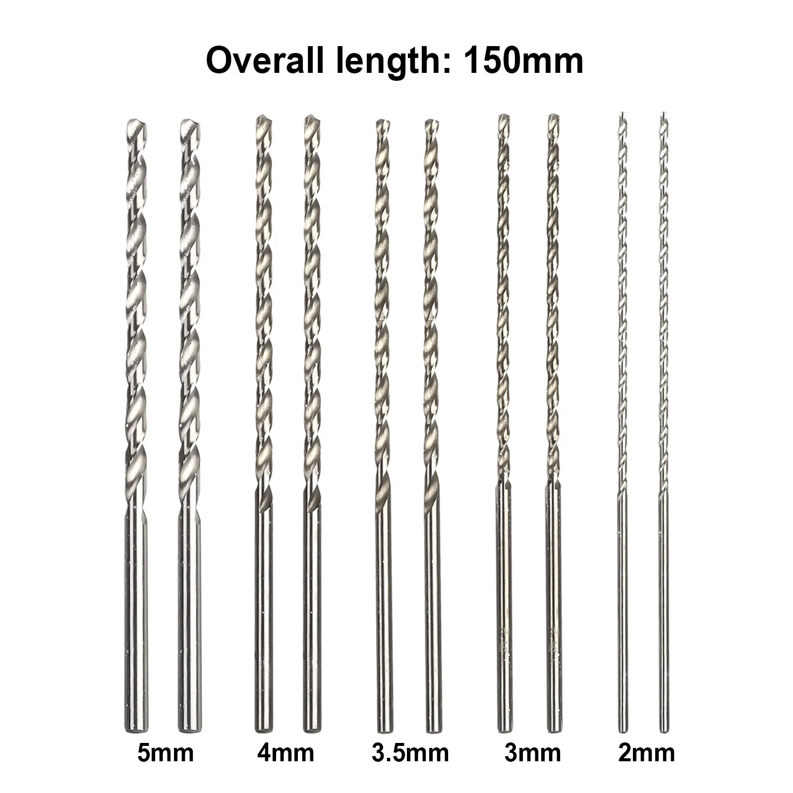 10Pcs HSS High Speed Steel Drill Bit Set Straight Shank Auger Bits/150mm Long For Dremel Rotary-Tools 2mm 3mm 3.5mm 4mm 5mm