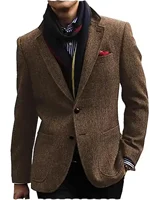 1Pieces Herringbone Single Breasted Jacket Casual Wedding Groom New Tuxedos Coat Elegant Men's Jackets Business Man Suits Blazer 1