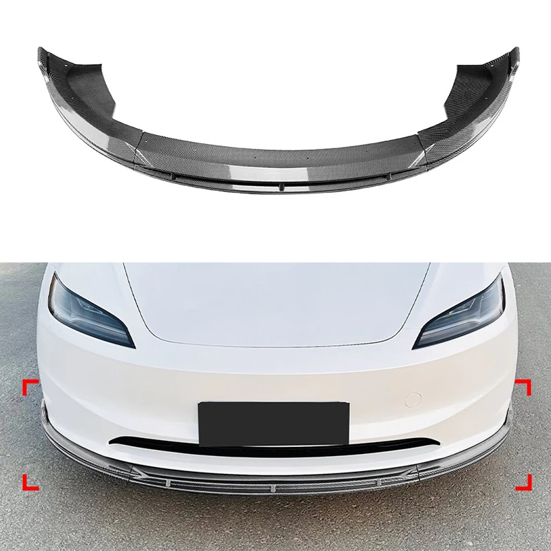 

Glossy black/Carbon look Car Front Bumper Lip Diffuser Spoiler For Tesla Model 3 2024+ Car Accessories