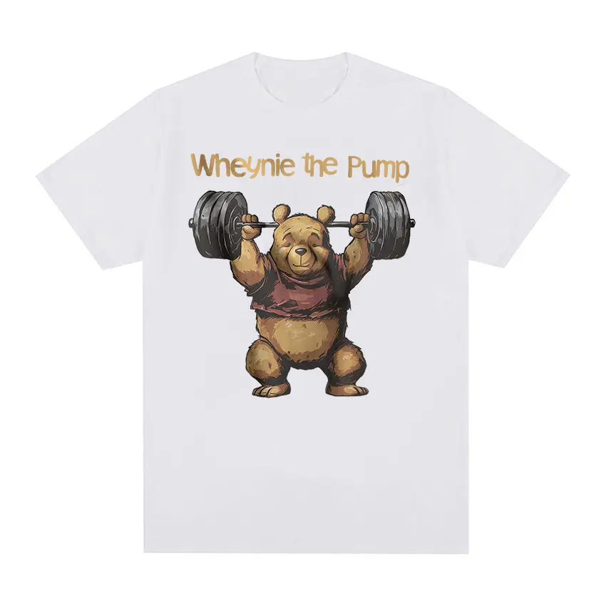 Whenye The Pump Panda Gym Funny Graphic Tee Shirt Men's Vintage Fashion Short Sleeve T-Shirt Tops 100% Cotton Oversized T Shirts 2