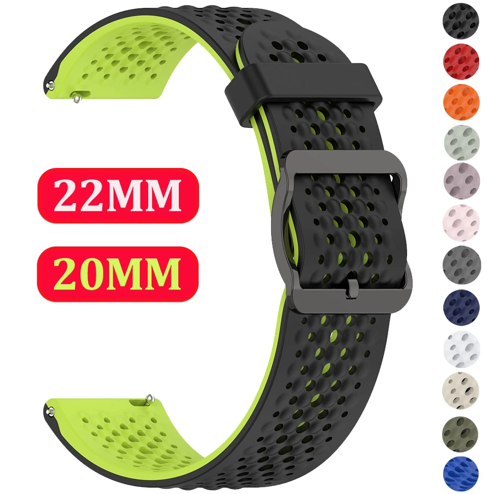 Liquid Silicone Sport Watch Strap - Universal 22mm/20mm Replacement Band