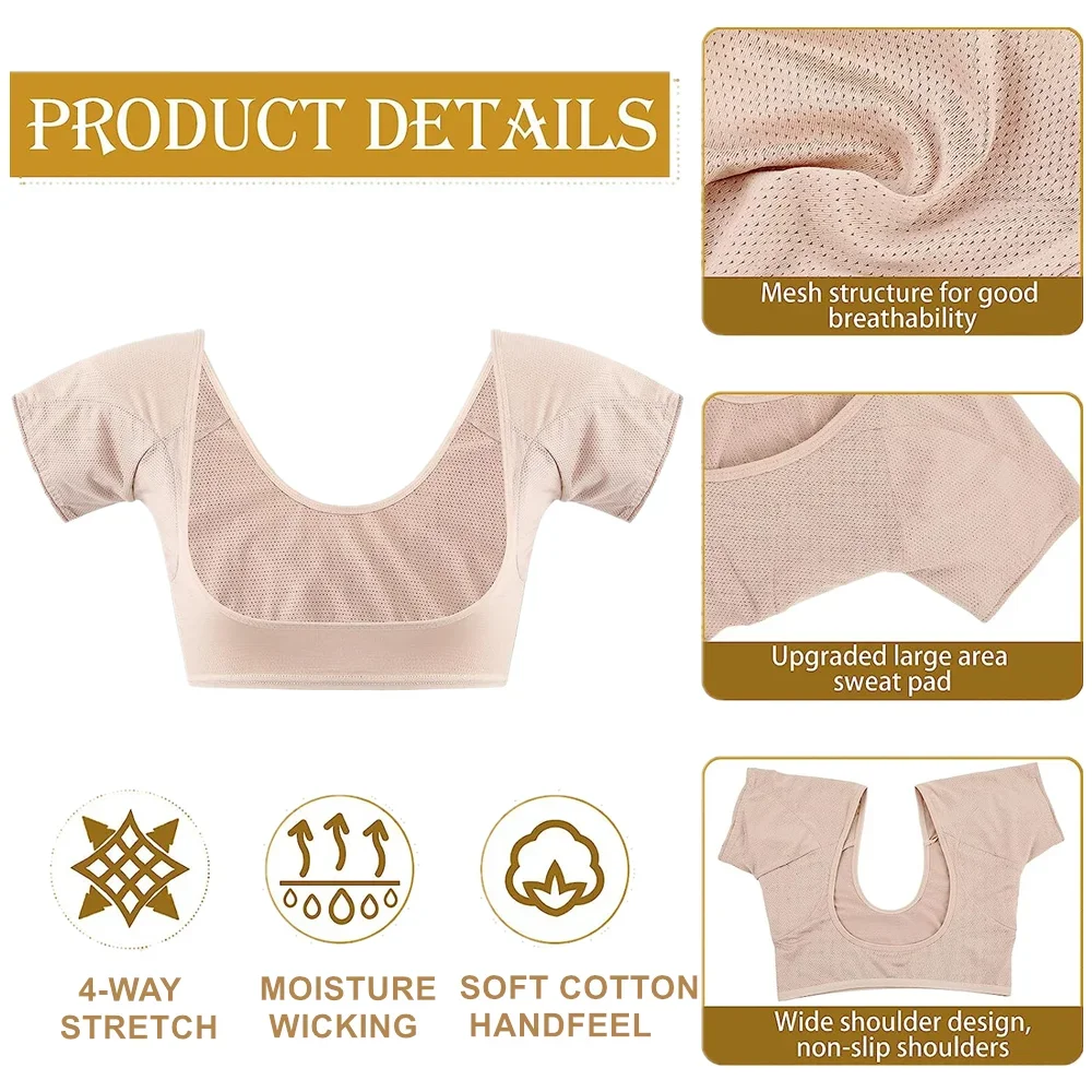 Underarm Sweat Pads 1PC T-shirt Sweat Pads Underarm Sweat Vest Armpit Perspiration Guards Proof Shirt Washable Protector Women Girls