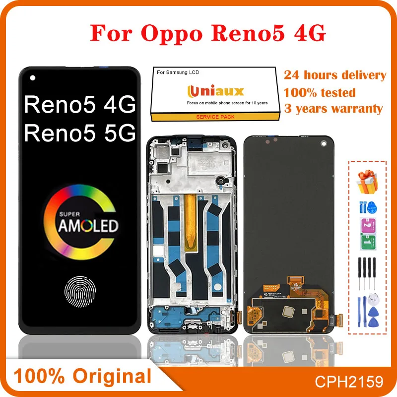 

Original for Oppo Reno 5 4G CPH2159 Lcd Display Touch Screen Digitizer Assembly for Oppo Reno5 5G PEGM00, PEGT00, CPH2145 LCD