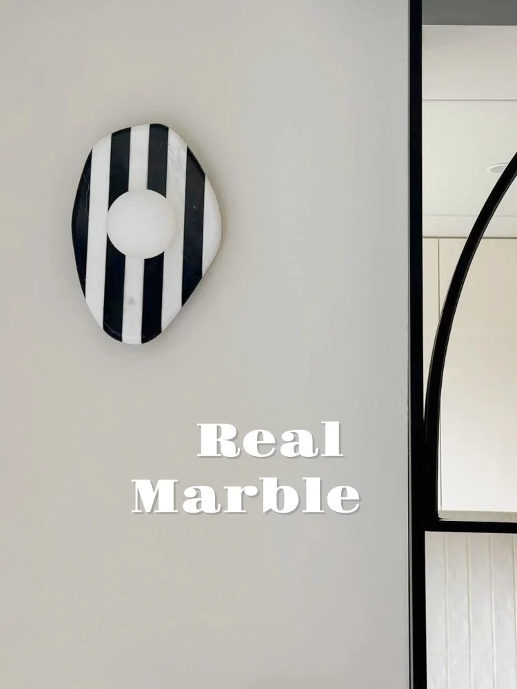 การออกแบบที่ทันสมัยหินอ่อนธรรมชาติโคมไฟไม่สม่ําเสมอหิน Wall Sconce ห้องนอน Corridor ห้องนั่งเล่น Apartment Hotel ตกแต่งภายใน 1