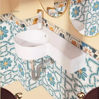 Nordic Small Apartment ห้องน้ําอ่างล้างมือเคาน์เตอร์อ่างล้างหน้าอ่างล้างหน้า Mini ติดผนัง Ultra-แคบอ่างล้างหน้าขนาดเล็กขนาด 1