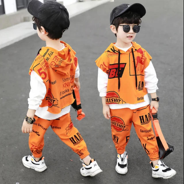 Conjunto de ropa para niños de 2 a 10 años, Sudadera con capucha informal  con letras impresas, conjunto de 3 piezas, traje deportivo de alta calidad,  primavera y otoño, 2023 - AliExpress