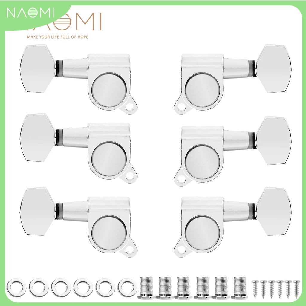 

Насадки для акустической гитары NAOMI 3L3R, колышки для настройки, хромированные ручки, износостойкие закрытые блокирующие тюнеры