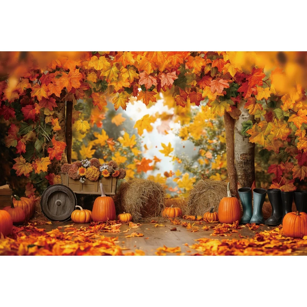 Fondo de bosque otoñal, granja de otoño, granero, calabaza, temporada de  cosecha de Acción de Gracias, camión de arce, retrato de bebé, decoración  de fondo de fotografía - AliExpress, image size:1000x1000