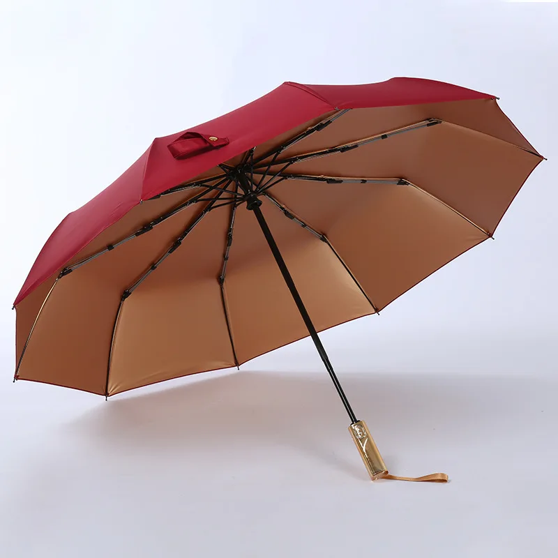 10 Bone Clear Umbrella Titanium Sunscreen UV Protection Triple Fold Sunshade Umbrella Chrome Handle