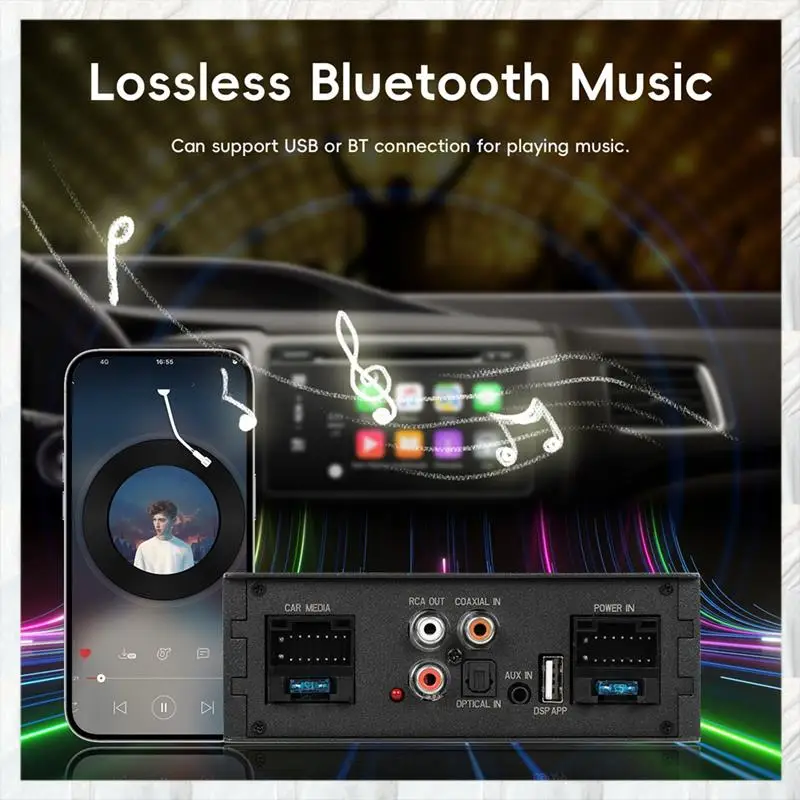 Hot Selling-Car Digital Signal Processor Amplifier For Radio Stereo Subwoofer With Fiber Optic Input Plug And Play,Car Digital S