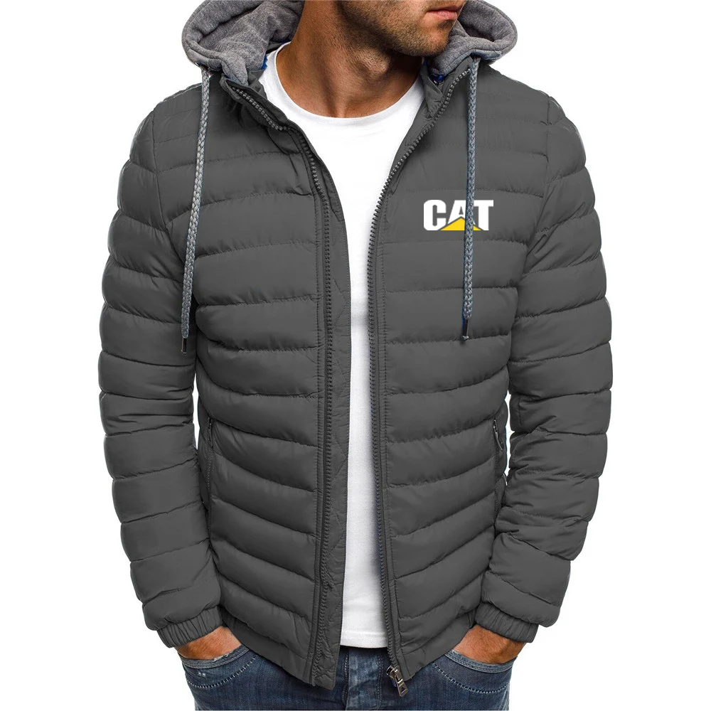 

Winter CAT Caterpillar Logo Print Solid Color Thickened Loose Hoodie Zipper Down Coat Popular Detachable Man Padded Jackets Tops