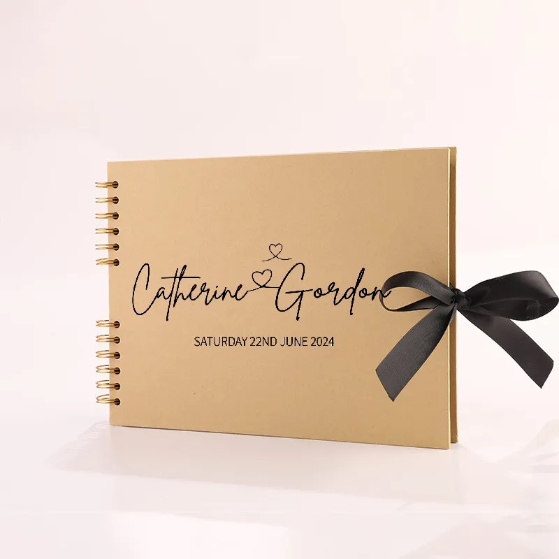 Personalized Wedding Guest Book Cleaning Photo Album Signning Anniversary Gift for Her Supplie Scrapbook Cover Printed Guestbook