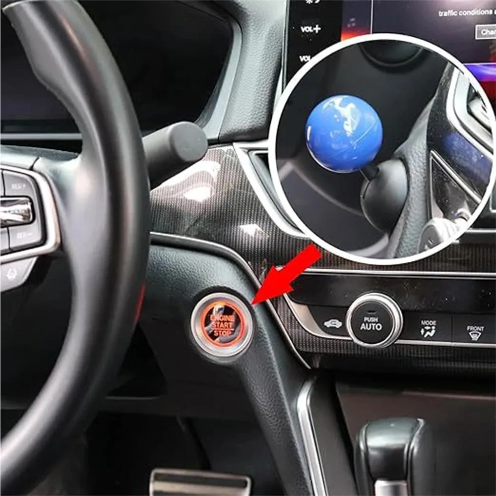 Hbxdeco Carbon Fiber Car Start/Stop Button Cover - Universal Zinc Alloy Protective Trim, Non-Destructive Adhesive Install