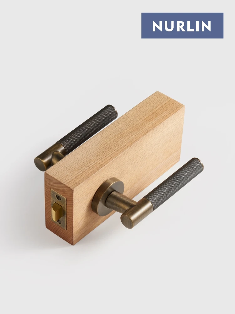 Nurlin Brass Cross Knurled Interior Door Handle Passage