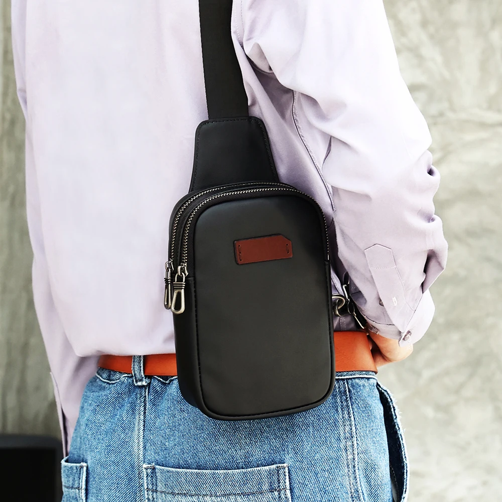 Portable Casual Men's Shoulder Bag Fashion Crossbody Chest Bag Genuine Leather Trend  Chest Bag For Men  New Style