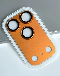 Ultra HD Rugged Metal Armor Camera Protector with Anti - Fingerprint Cover in Official Color - iPhone 17 (Orange)