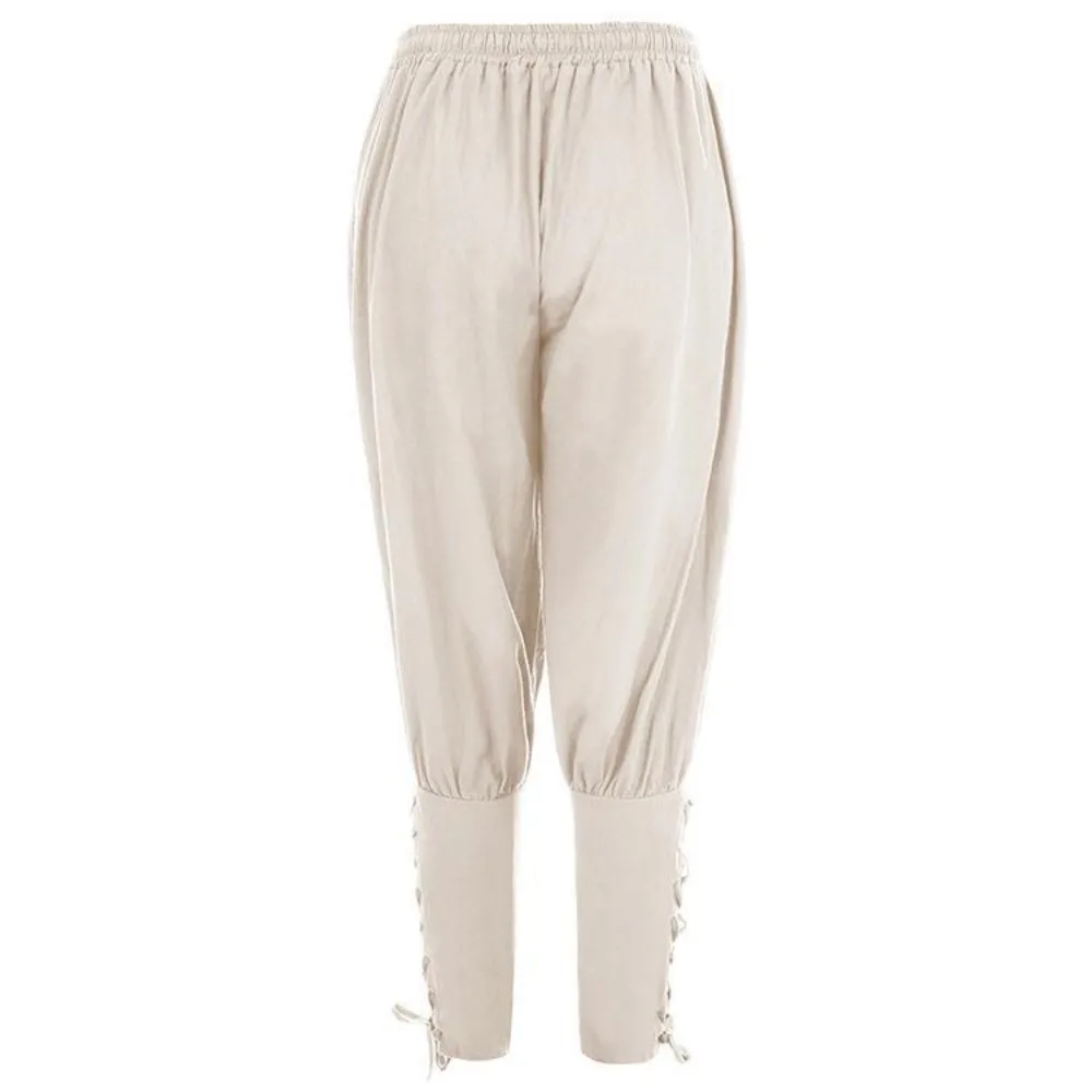 Men's Casual Trousers New Summer Drawstring Trousers Medieval Pirate Trousers Cotton and Linen Streetwear Pants 2