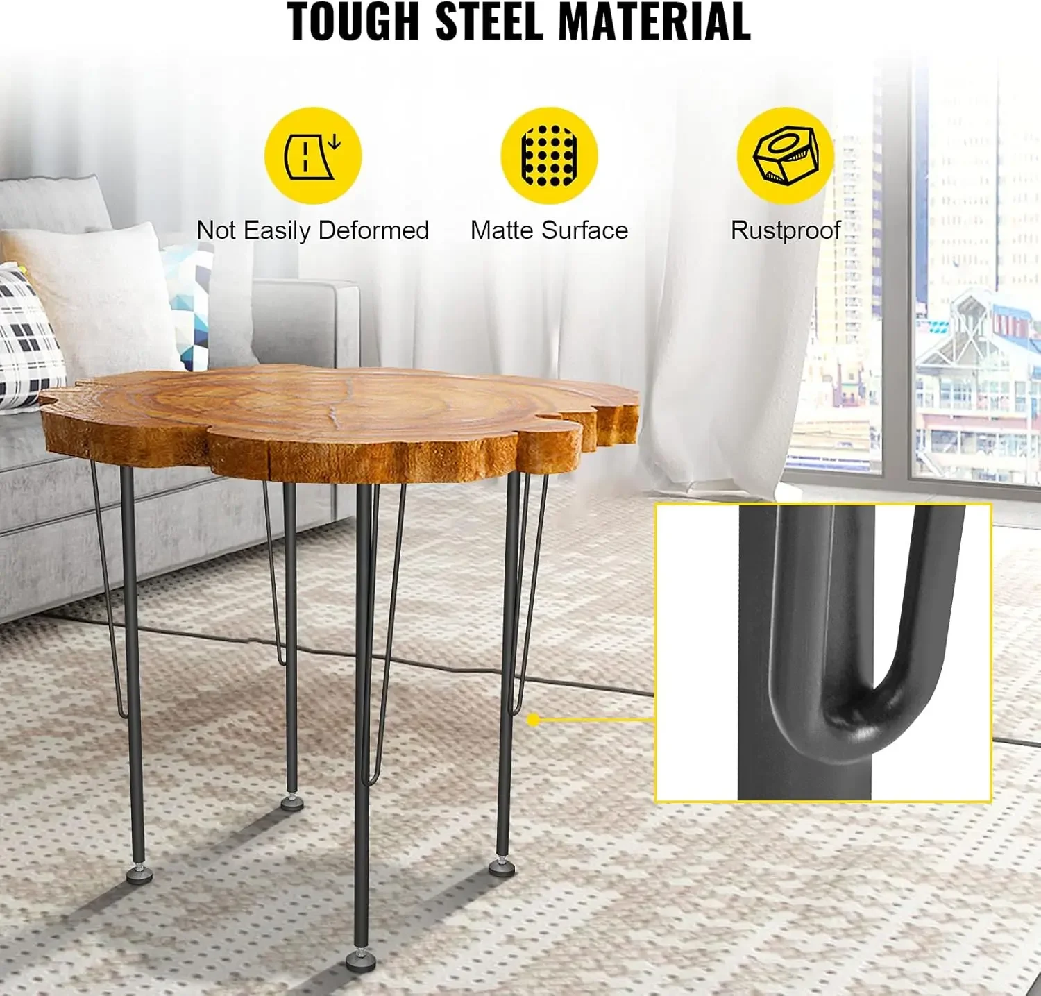 Hairpin Metal Table Legs 28 Inch Desk  Set of 4 Heavy Duty Bench  3-Rod Metal Furniture  Wrought Iron Coffee Table 2