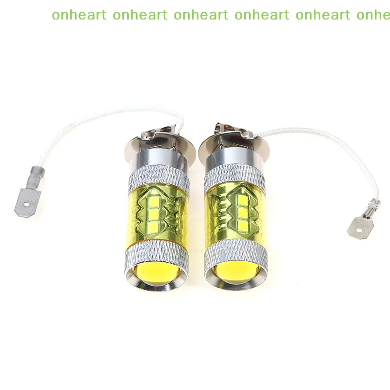 [C]2개 LED 안개등 12-24V H3 80W 16 SMD LED 자동차 안개등 노란색 고출력
