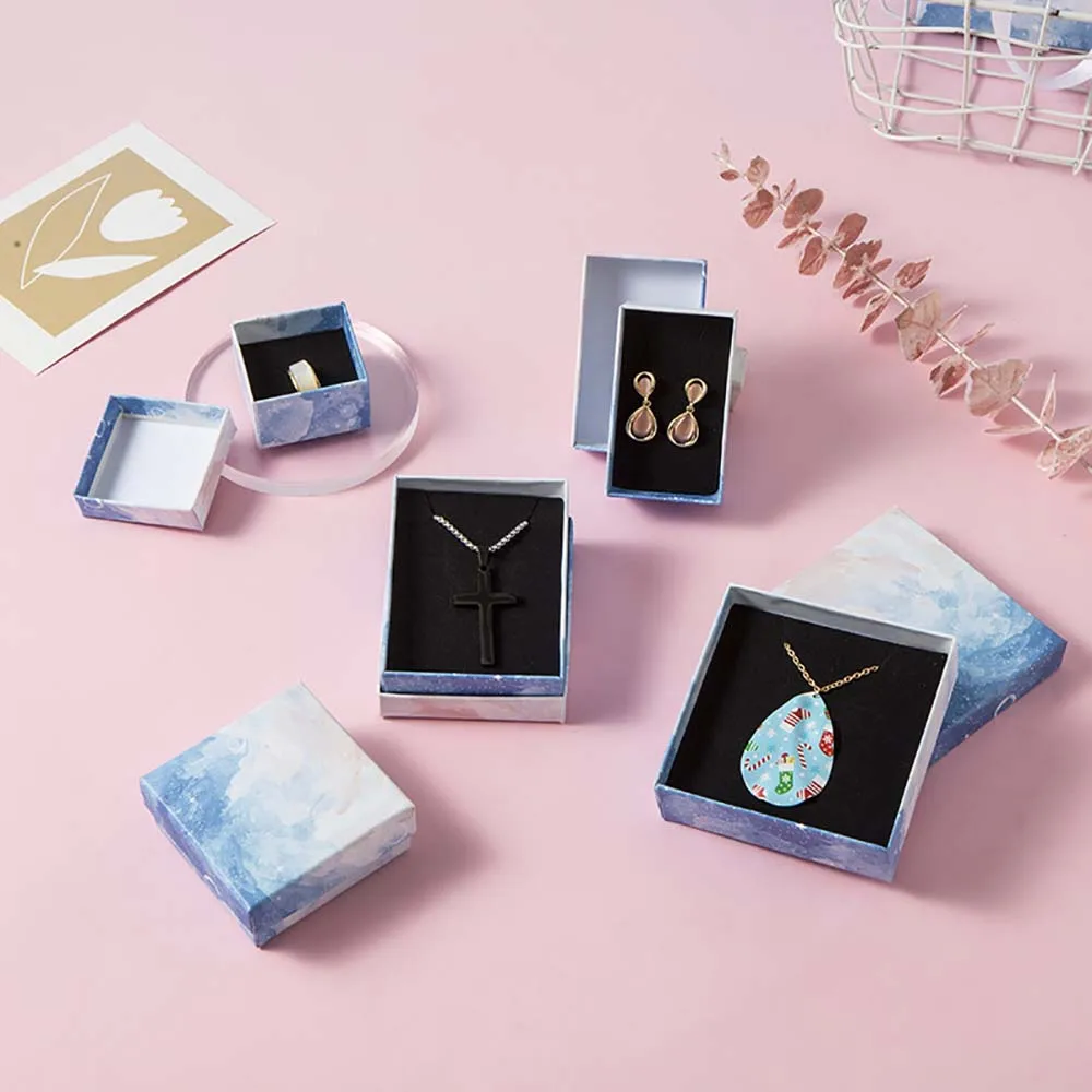 24-Pack Bulk Clouds Cardboard Jewelry Packaging Gift Boxes Travel Necklace Bracelet Ring Earring Organizer Storge Small Box Case