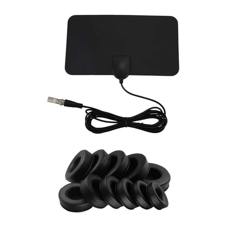 

HFES Flat HD Digital Indoor Zoom TV Antenna HDTV 50 Mile Range & Soft Pu Earpad Foam Ear Pads Cushions For Sony For Akg