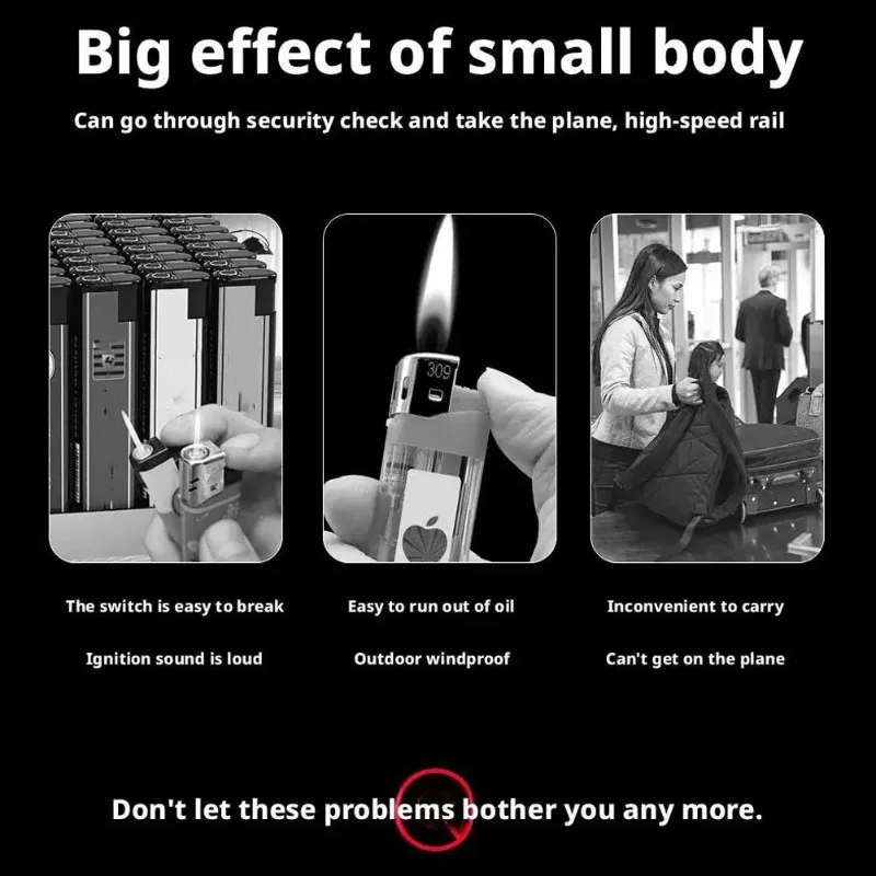 Ultra-Compact Type-C Plug-in Igniter - Windproof Pocket Lighter for Outdoor Use & Worry-Free Business Travel(USB-C Rechargeable)