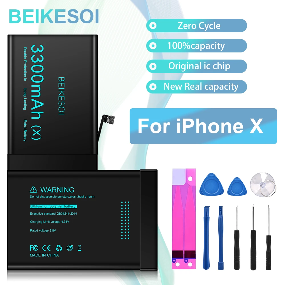 BEIKESOI Battery For iPhone X XR XS MAX  Apple iPhone bateria For iPhone X XS xsmax xr High Capacity Battery