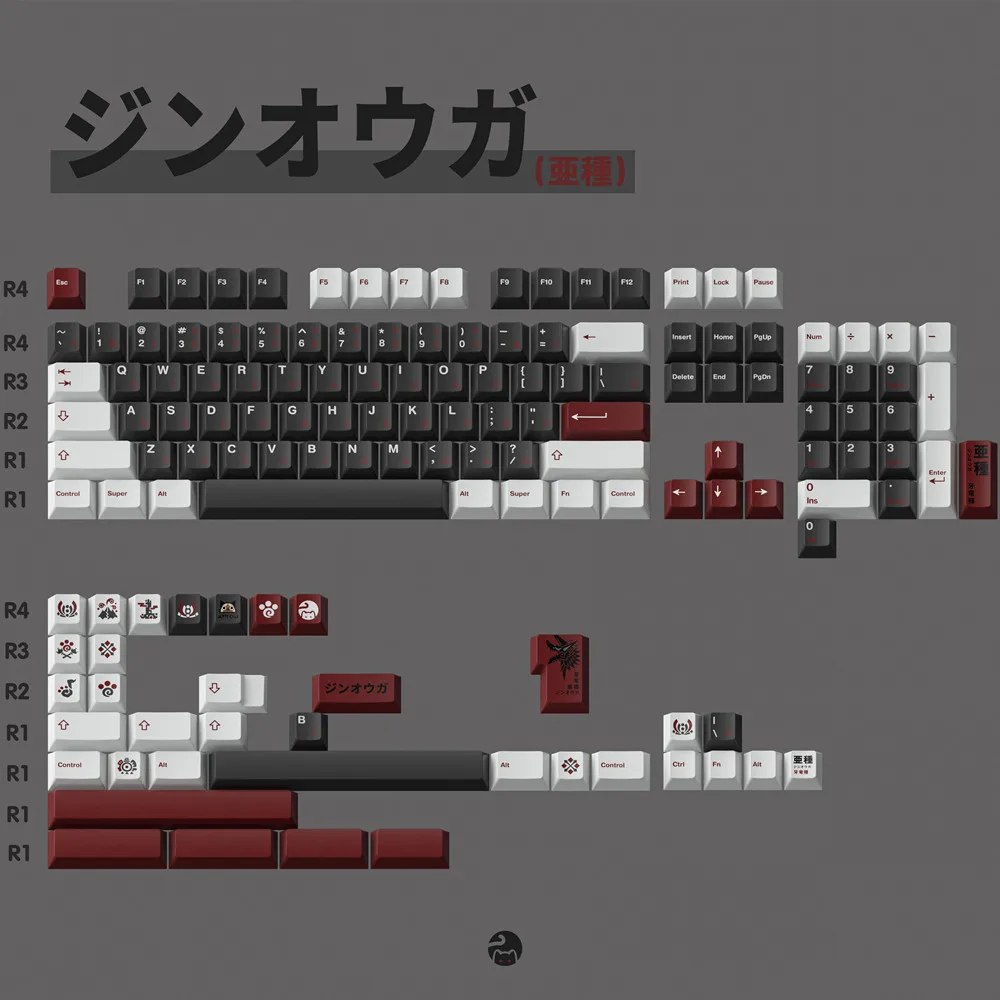 Teclado Mecânico Estilo Chaves de Gato Pbt Zinogre Keycap Cereja Perfil Sublimação Dye Iso Enter Cruz Switch 142 Teclas por Conjunto