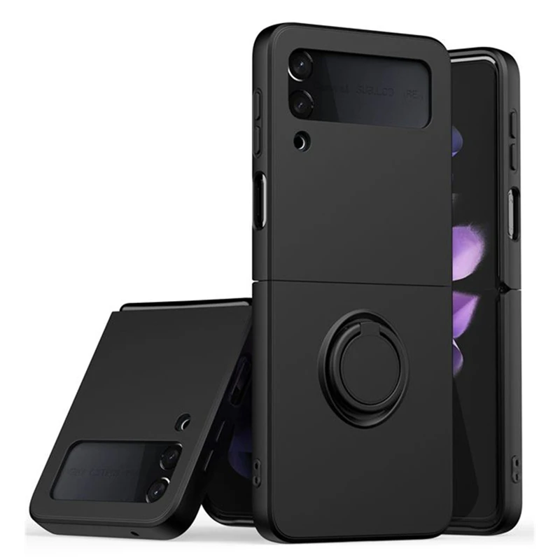 Premium Shockproof Silicone Strap Ring Holder Stand Case - Luxury Soft Flip Cover