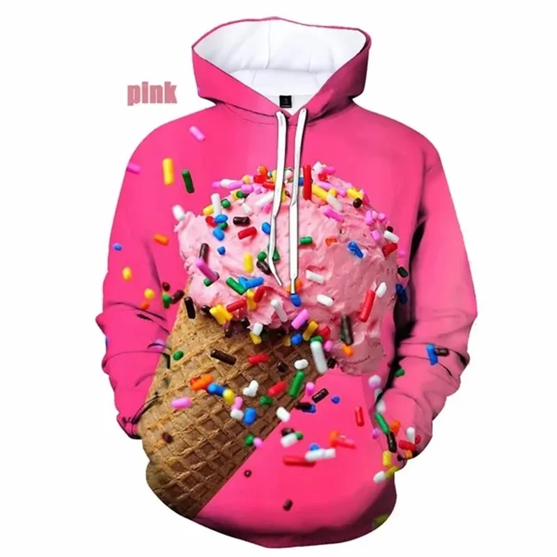 thumbnail image 1 of Sudadera con capucha con estampado 3D de helado divertido para hombres y mujeres, sudaderas casuales de talla grande, sudaderas con capucha, jerséis para hombre, ropa de calle, 1 of 5