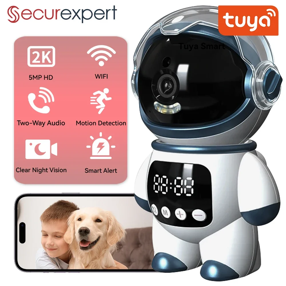 Tuya Smart Astronaut Wireless IP PTZ Camera 5MP WiFi Indoor Robot Baby Monitor Two Way Audio Motion Detection Video Robot Webcam 1