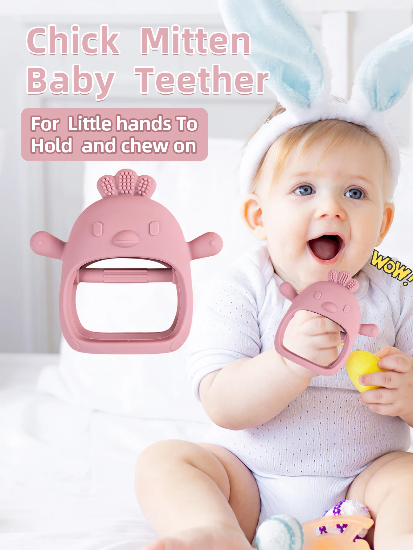 Baby Teether Chick Gloves Teether Silicone Anti-eating Hand ​Molar Stick Massage Gums Baby Anti-biting Teether Baby Accessories 2