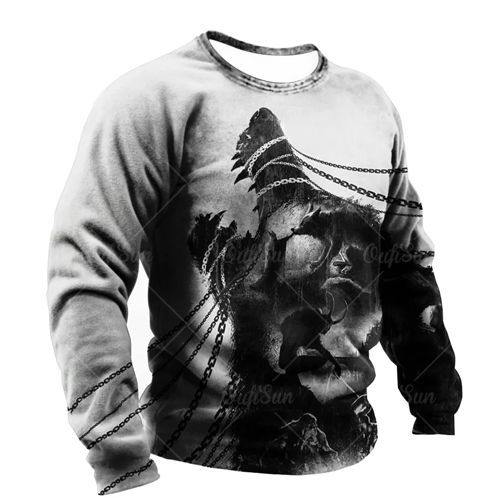 

Мужская хлопковая футболка с длинным рукавом, с 3D-принтом животных