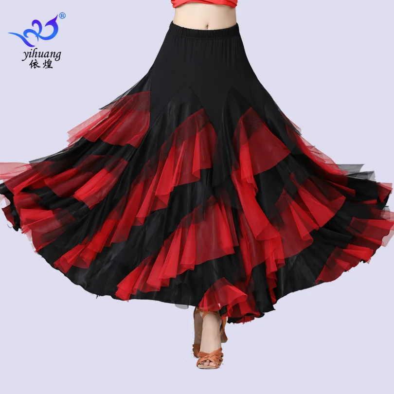

1pcs/lot woman latin dancing long skirt female mesh Waltz dancing skirt ballroom skirt
