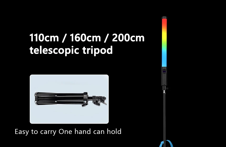 RGB Light Stick Wand With Remote Control Tripod Handheld LED Colorful Lamp With Built-in Rechargable Battery Photography Selfie peak design strap