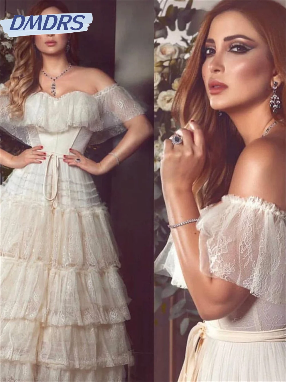 

Elegant tulle off-the-shoulder Evening Gown 2024 Charming A-line Dresses Sexy short-sleeved strapless Gowns Vestidos De Novia