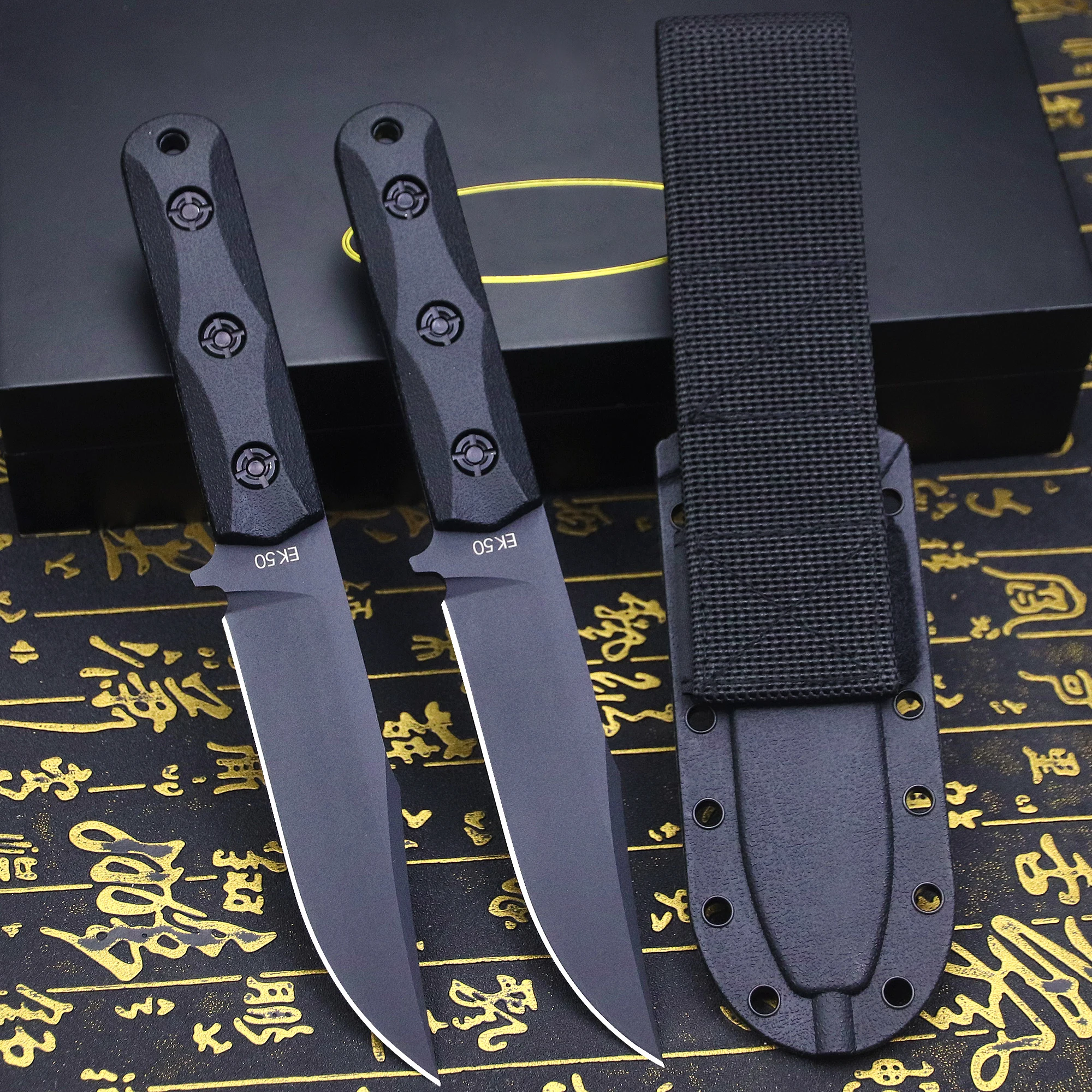 U.S.AKB-EK50 Jungle Hunting Straight Knife + Sheath, Outdoor Camping Survival Knife, Multi-purpose EDC Knife 2