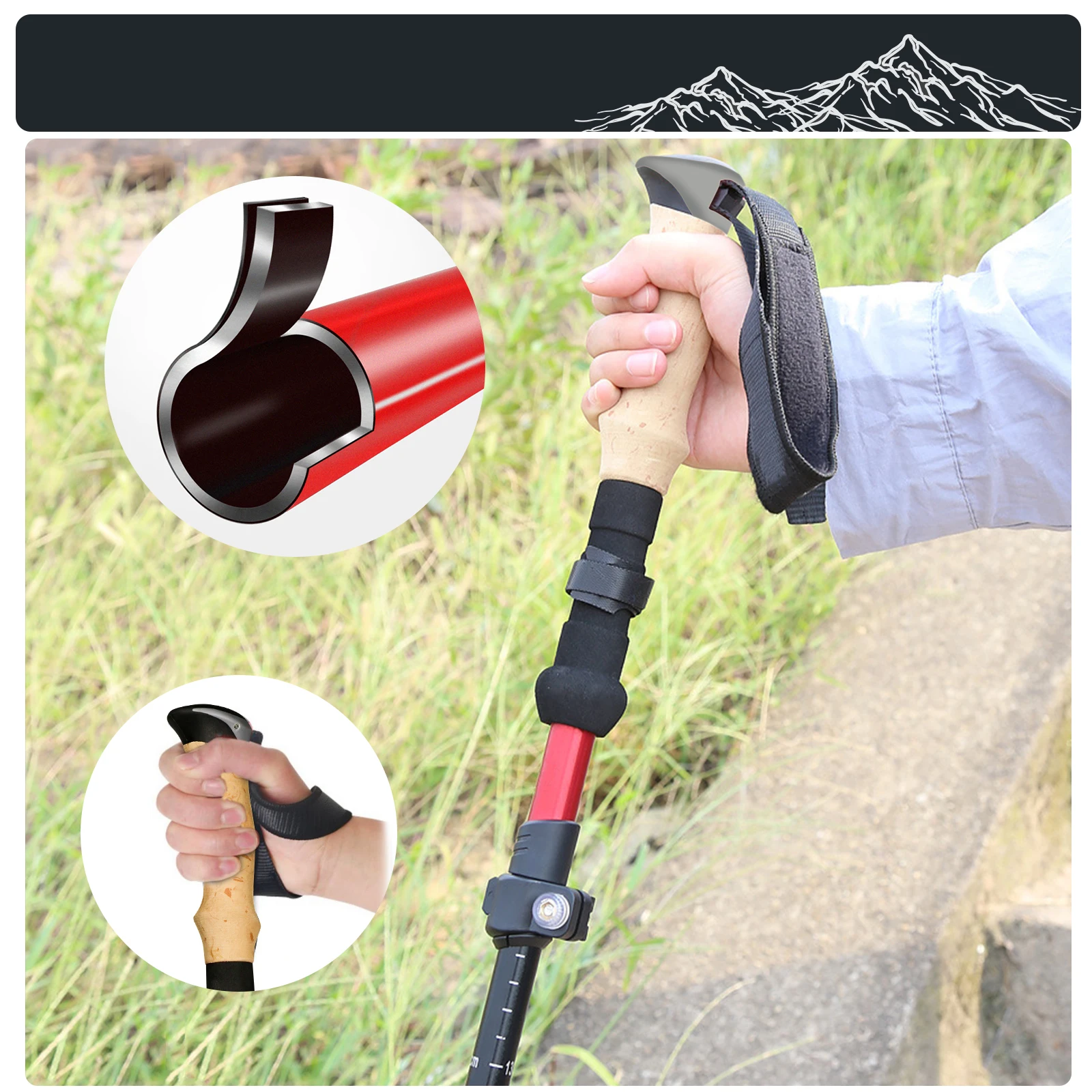 Trekking Poles Carbon Steel Collapsible Telescopic Sticks Lightweight Walking Hiking Stick Climbing Stick 4