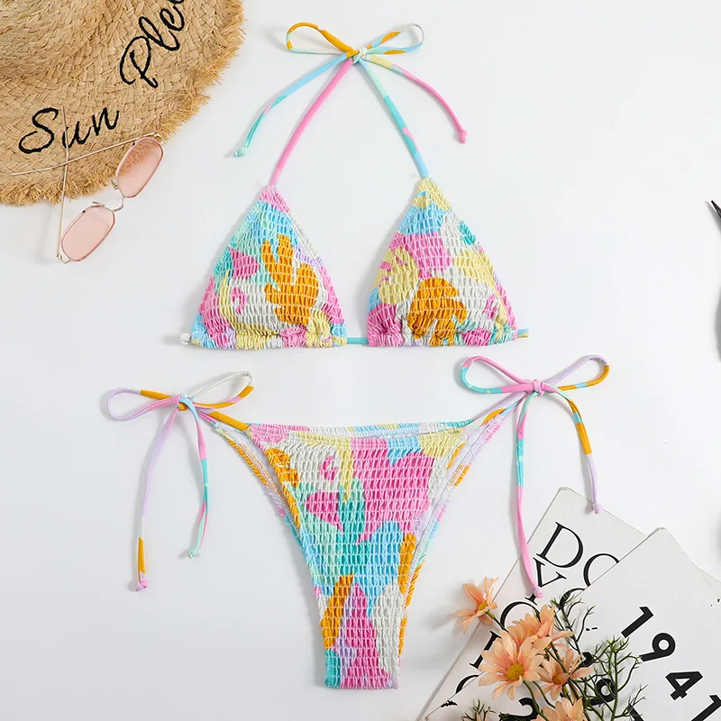 In-X Floral Print Bikinis Swimsuit Women Pink Bathing Suits 2 Piece Swimsuit  Triangle Swimwear Korean Style trajes de baño mujer