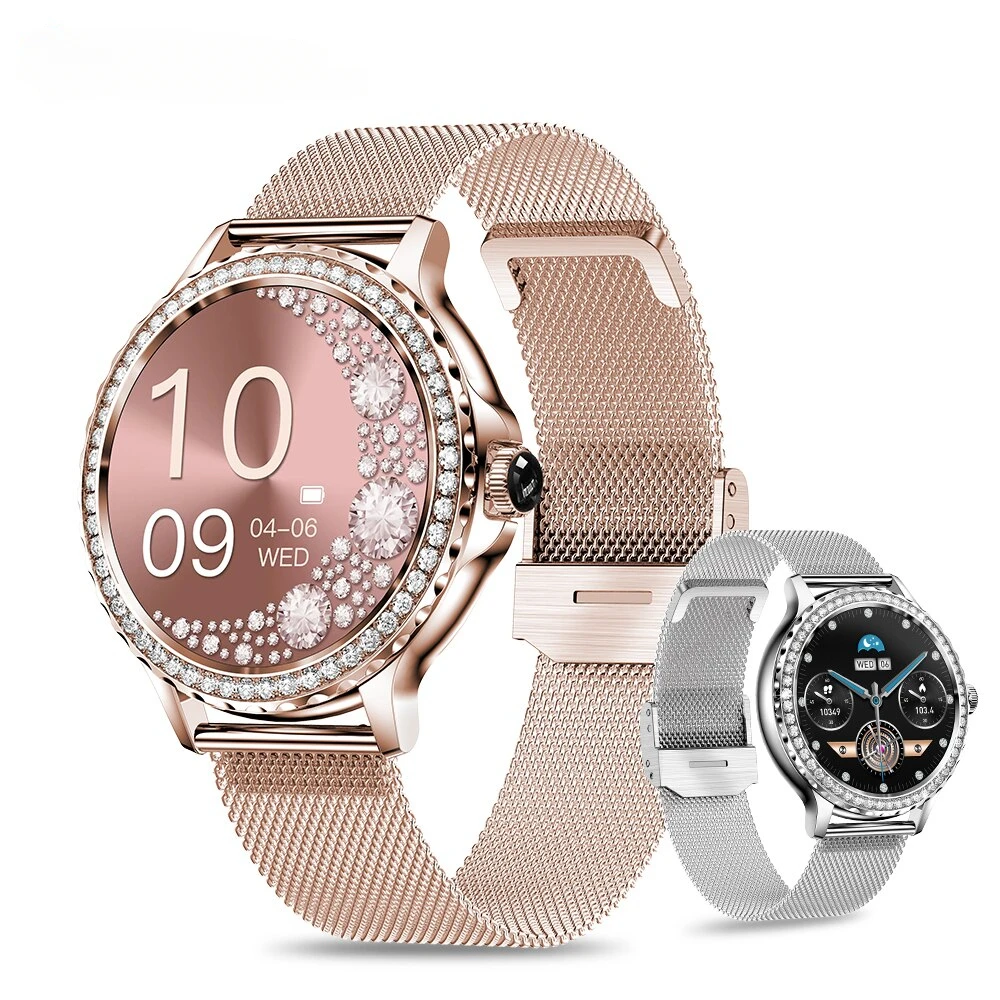 

MELANDA Rosegold Smart Watch For Lady Bluetooth Call 100+Sports Mode Fitness Women Smartwatch DIY Dials For IOS Android NX19