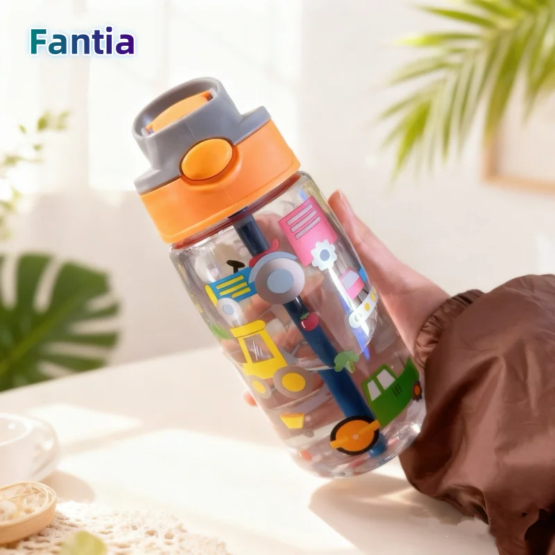 Charming 480ml BPA-Free Water Bottle with Straw & Leak-Proof Lid
