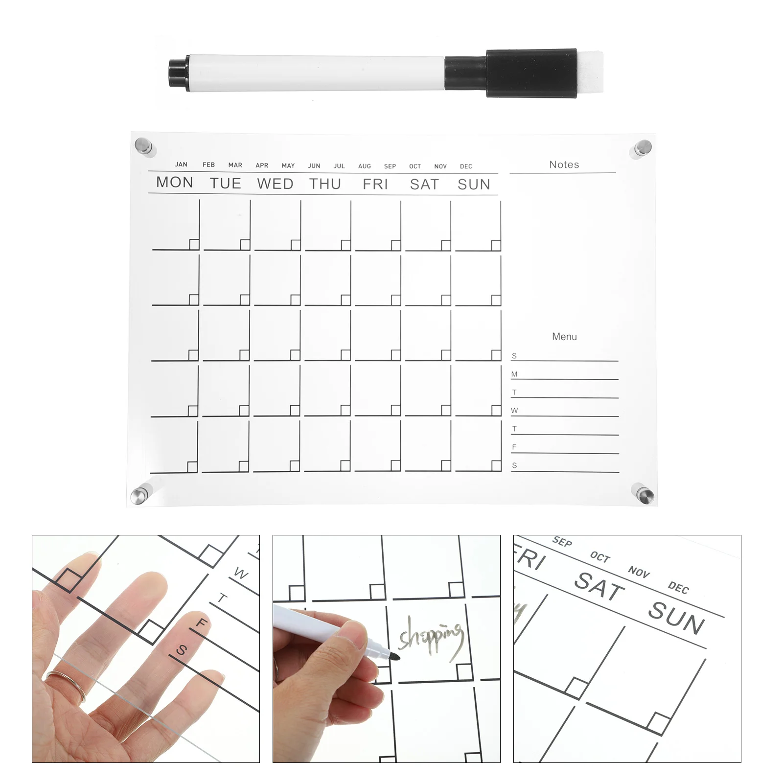 Wall-mounted Weekly Planner Board Travel White Monthly and Calendar Acrylic Fridge Dry Erase 1 set of dry erase board fridge magnetic board reusable dry erase planner board writing board