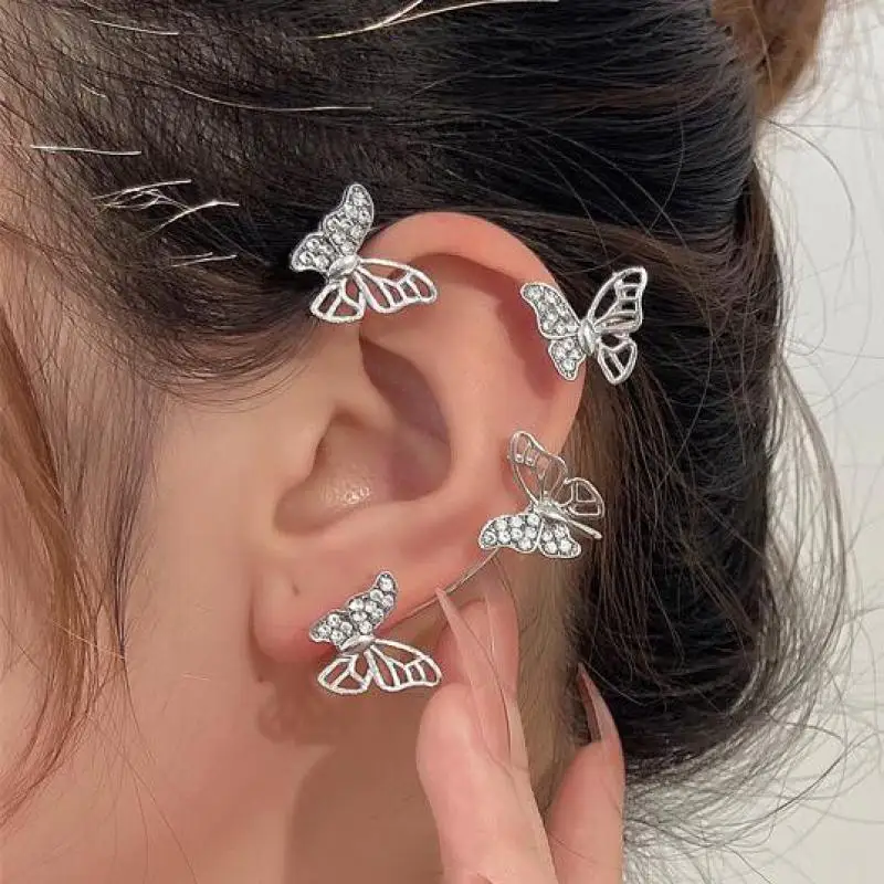 FairyShiningZirconButterflyEarCuffEarringsForWomenGirls