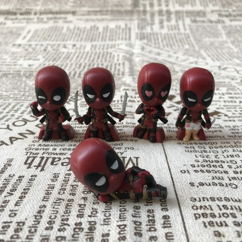 

Genuine Bulk Marvel Anime Figure Deadpool Q Version Doll Ornaments Model Toys Action Figures Kids Toys