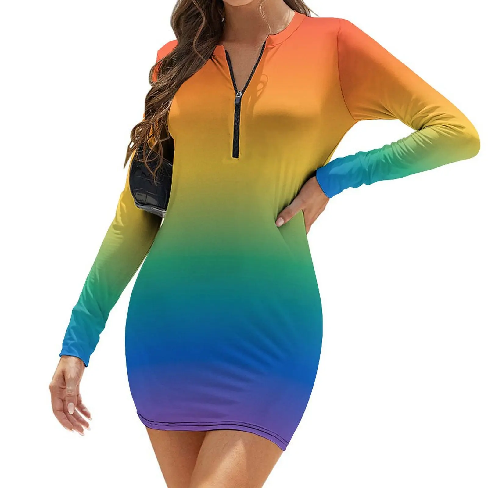 

LGBT Flag Gradient Long-Sleeve Bodycon Dress Women's clothing women's summer jumpsuit