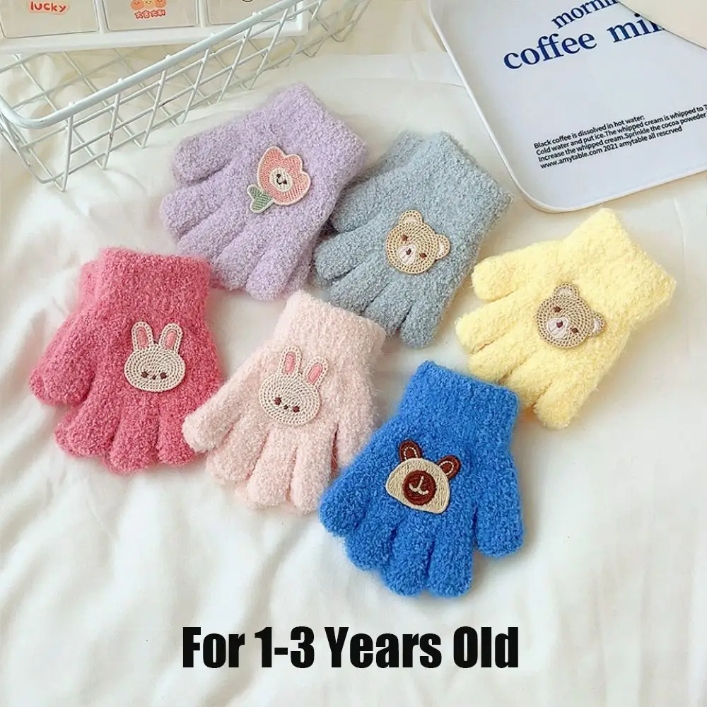 Velvet Winter Gloves for Kids Baby Full Finger Mittens